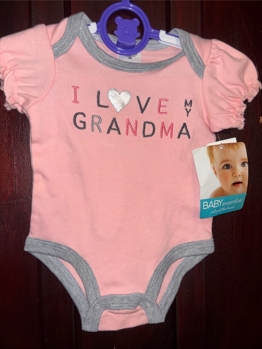Baby Essentials Pink "I Love My Grandma" One-Piece Bodysuit